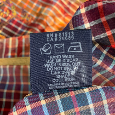 ROBERT GRAHAM Size L Orange Multi Color Plaid Cotton Long Sleeve Shirt
