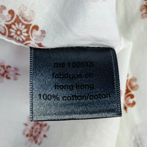 JOHN VARVATOS Size L White Rust Abstract Floral Cotton Long Sleeve Shirt