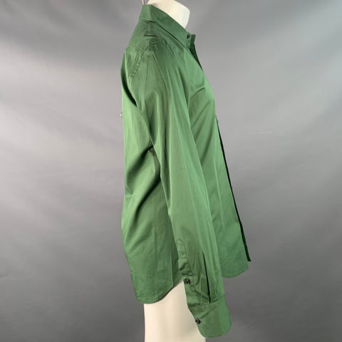 DSQUARED2 Size M Green Cotton Blend Spread Collar Long Sleeve Shirt