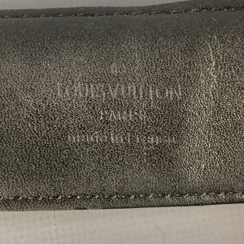 LOUIS VUITTON Size 35 Grey Black Checkered Coated Canvas Belt
