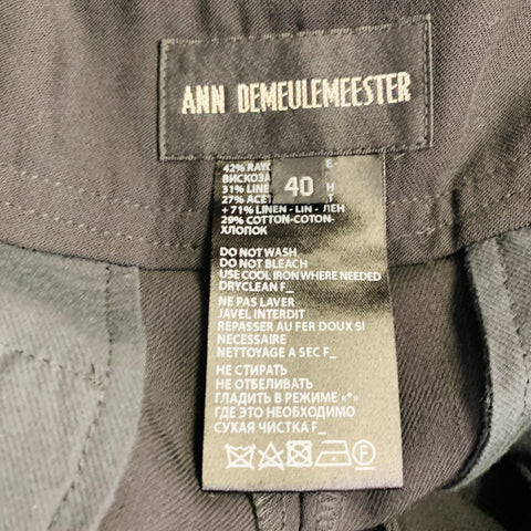 ANN DEMEULEMEESTER Size 8 Black Rayon Blend Flat Front Layered Dress Pants
