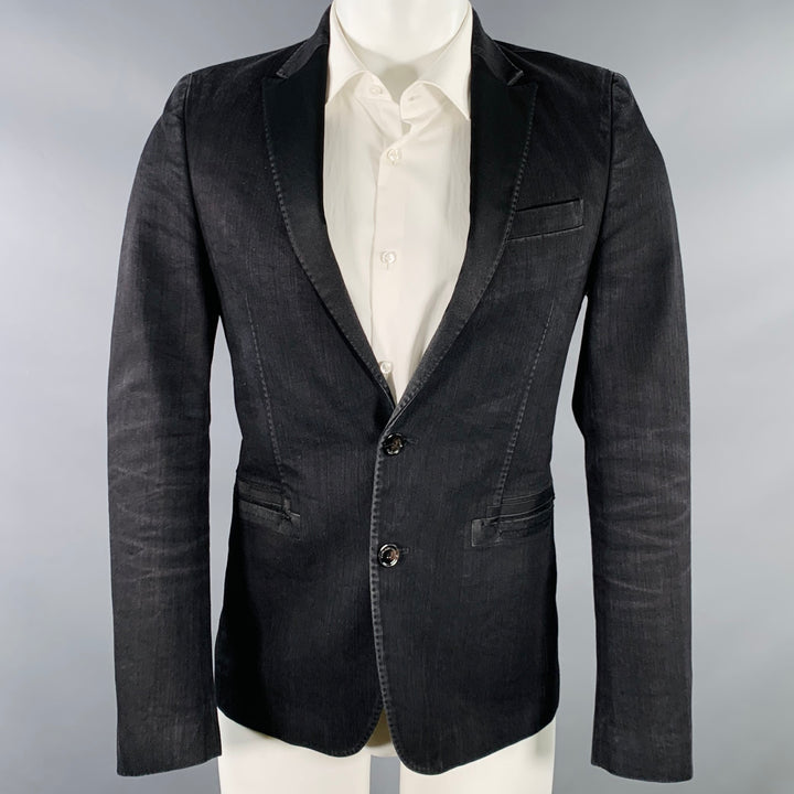 CoSTUME NATIONAL Size 36 Black Cotton Blend Peak Lapel Sport Coat