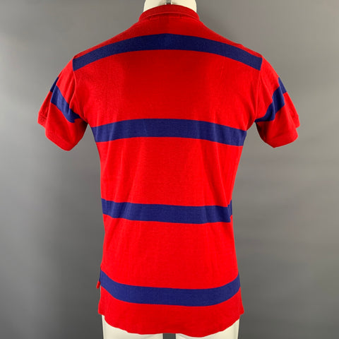 RALPH LAUREN Size M Navy Red Logo Cotton Mini Collar Polo