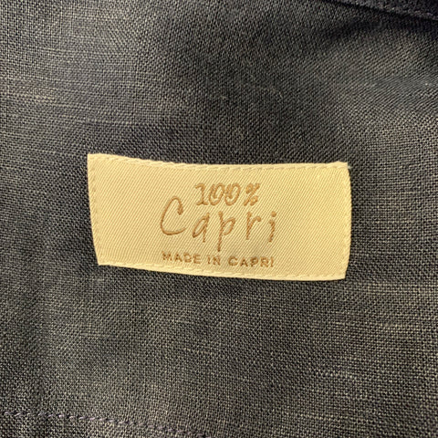 CAPRI Size XL Navy Linen Camp Long Sleeve Shirt