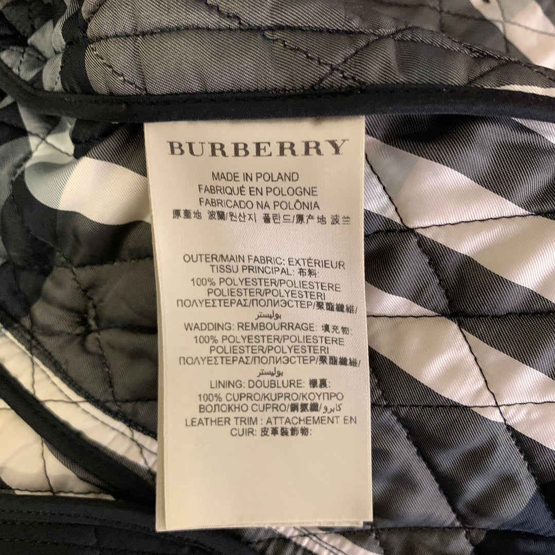 BURBERRY Size 2 Black Polyester Quilted Jacket.