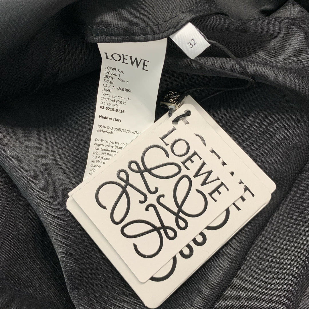 LOEWE Size 0 Black Gold Silk Chain Shirt  Dress