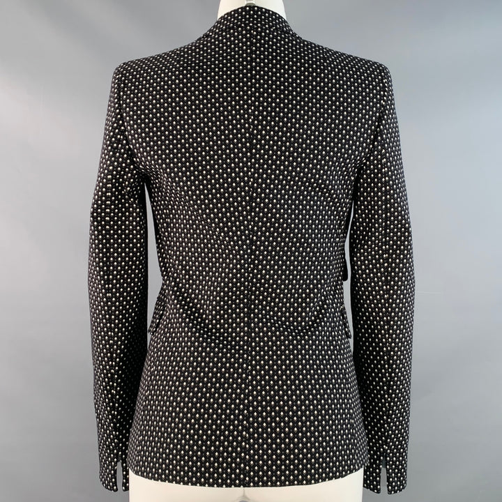 AKRIS Size 2 Black White Cotton Blend Diamond Single Breasted Jacket Blazer