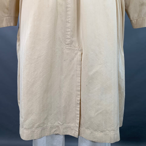 MATSUDA Vintage Size XXL Beige Herringbone Cotton Hidden Buttons Belted Coat