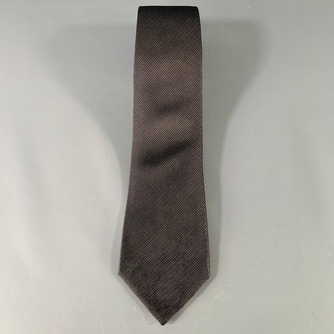 VALENTINO Black Herringbone Silk Tie