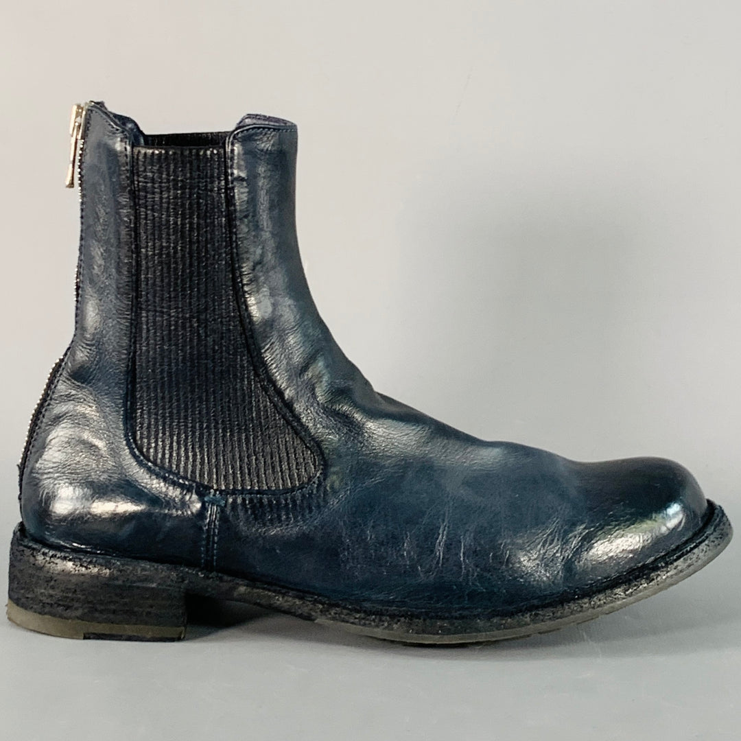 OFFICINE CREATIVE Size 7 Navy Antique Leather Ankle Chelsea Boots