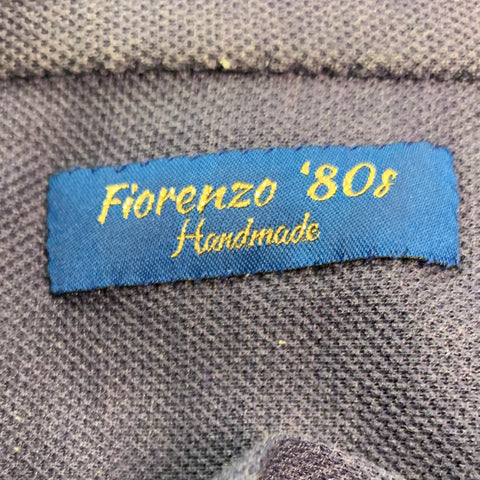 FIORENZO Polo de manga larga de algodón liso azul marino talla S