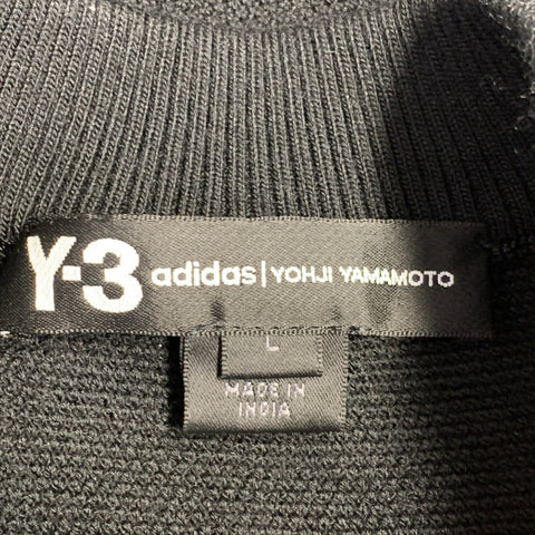 Y-3 Size L Black White Logo Polyester Blend Short Sleeve 1/4 Zip Pullover