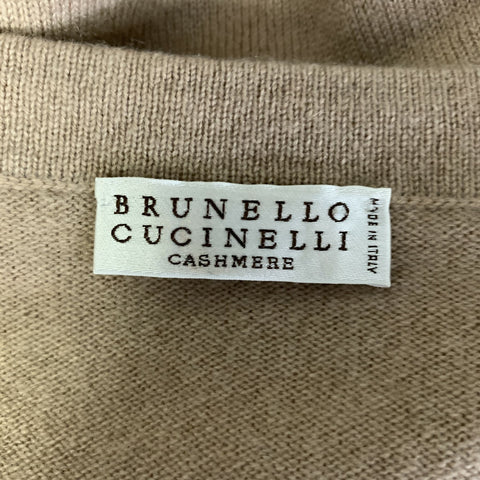 BRUNELLO CUCINELLI Size M Tan Cashmere Solid Moto Racer Jacket