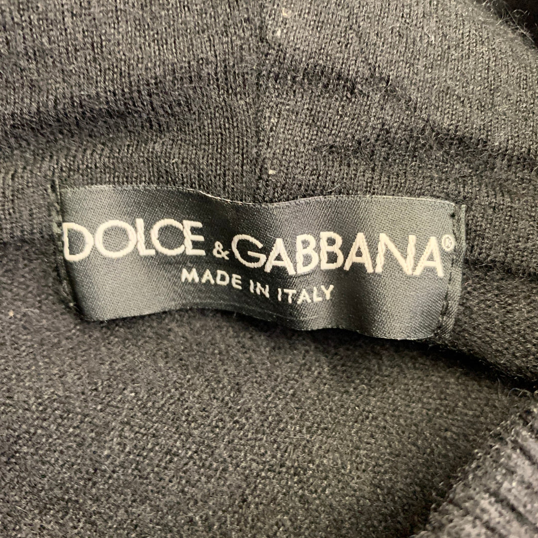 DOLCE & GABBANA Size M Black Knit Cashmere Hooded Sweatshirt