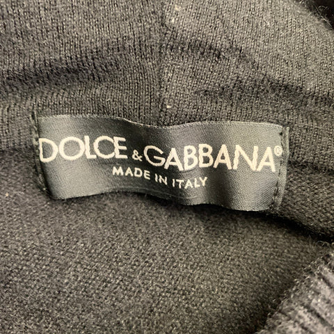 DOLCE & GABBANA Size M Black Knit Cashmere Hooded Sweatshirt