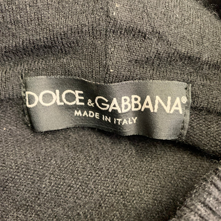 DOLCE & GABBANA Size M Black Knit Cashmere Hooded Sweatshirt