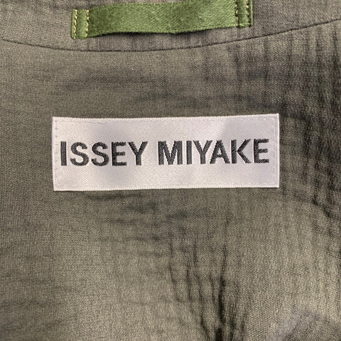 ISSEY MIYAKE Taille L Veste en Coton Texturé Non Doublée Vert Olive