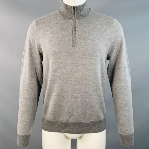 BROOKS BROTHERS Size M Grey Merino Wool 1/4 Zip Pullover