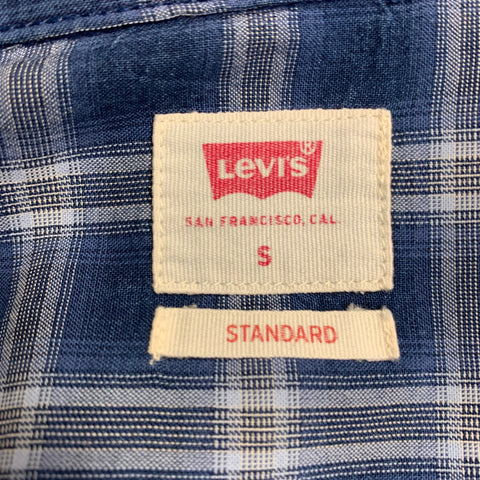 LEVI STRAUSS Size S Blue White Plaid Cotton Western Long Sleeve Shirt