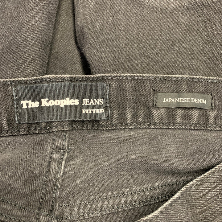 THE KOOPLES Size 31 Black Grey Distressed Cotton Blend Selvedge Jeans