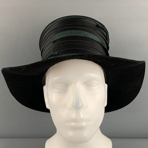 MOVE ROMA Black Leather Felt Layered Hat