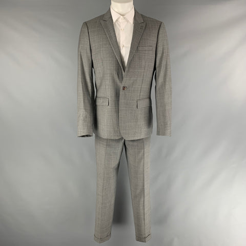 THE KOOPLES Traje gris con solapa de pico de lana con ventana talla 40