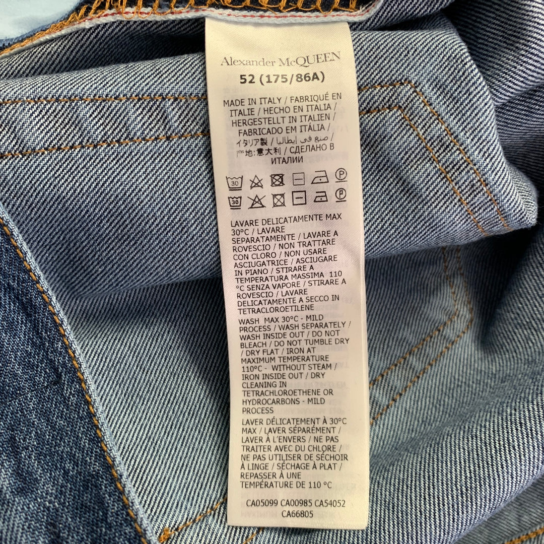 ALEXANDER MCQUEEN Size 36 Indigo Contrast Stitch Denim Button Fly Jeans