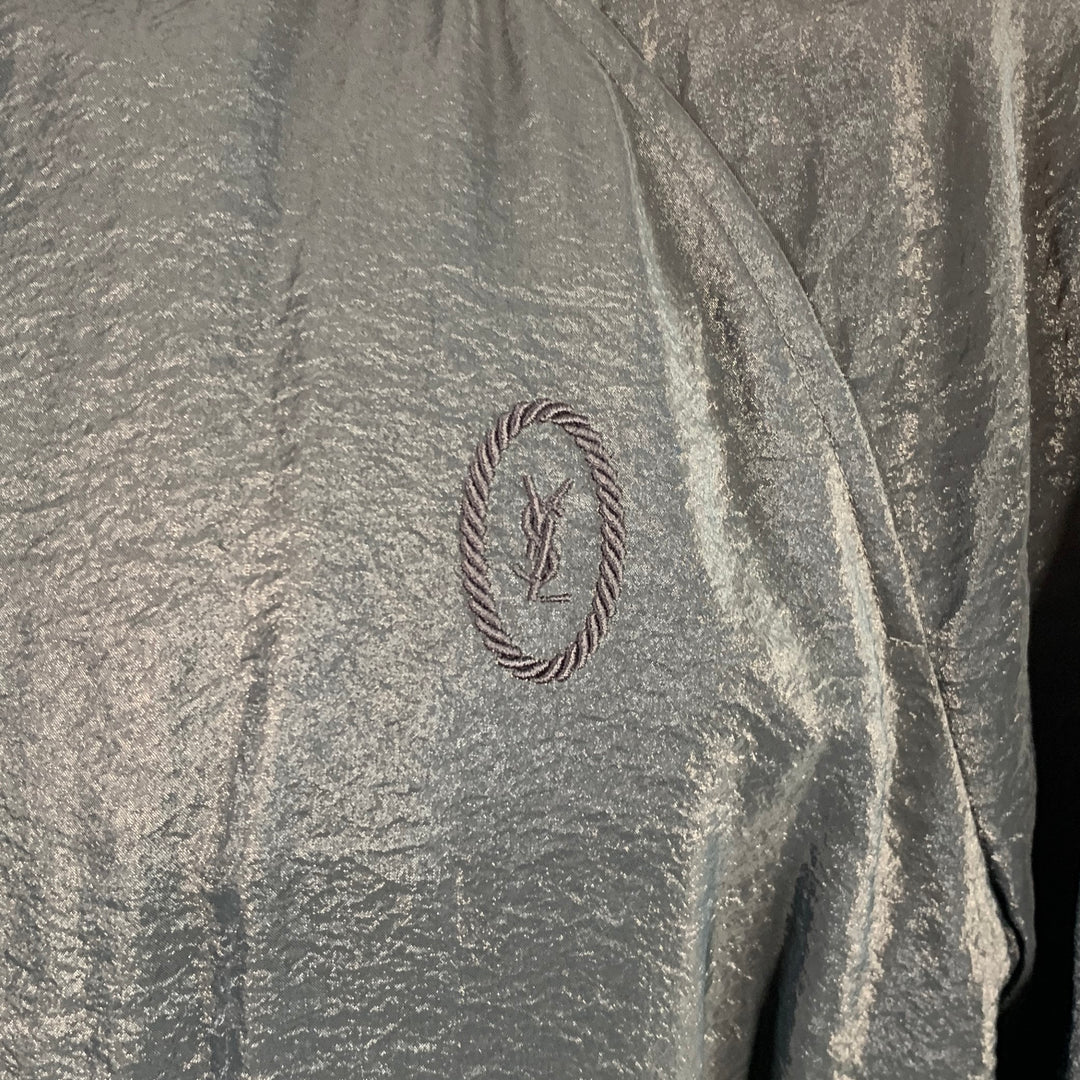 SAINT LAURENT Size 40 Black White Viscose Blend Zip Up Track Jacket