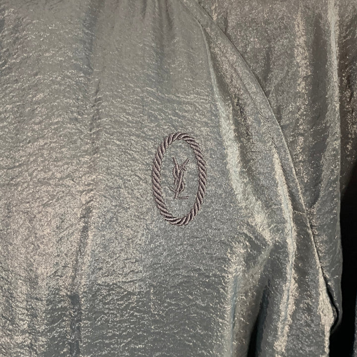 SAINT LAURENT Size 40 Black White Viscose Blend Zip Up Track Jacket