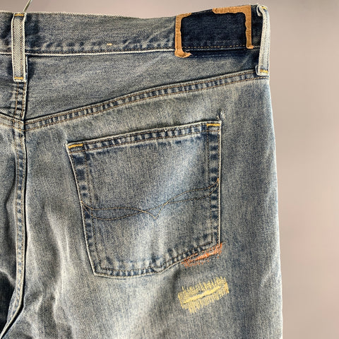 RALPH LAUREN Size 34 Blue Distressed Denim Jeans
