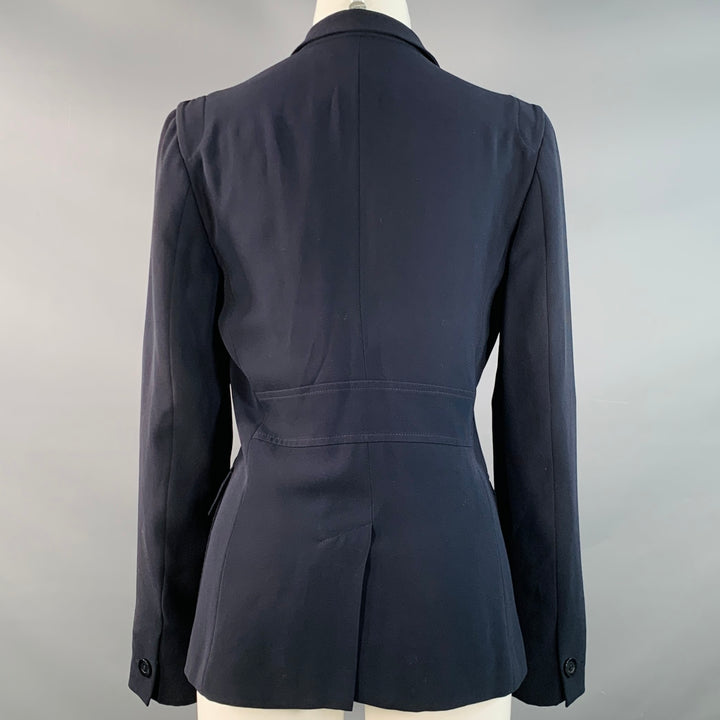 MAX MARA Size 6 Navy Triacetate Blend Notch Lapel Jacket Blazer