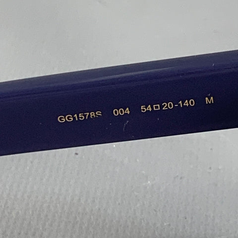 GUCCI Blue Gold Monogram Acetate Square Sunglasses