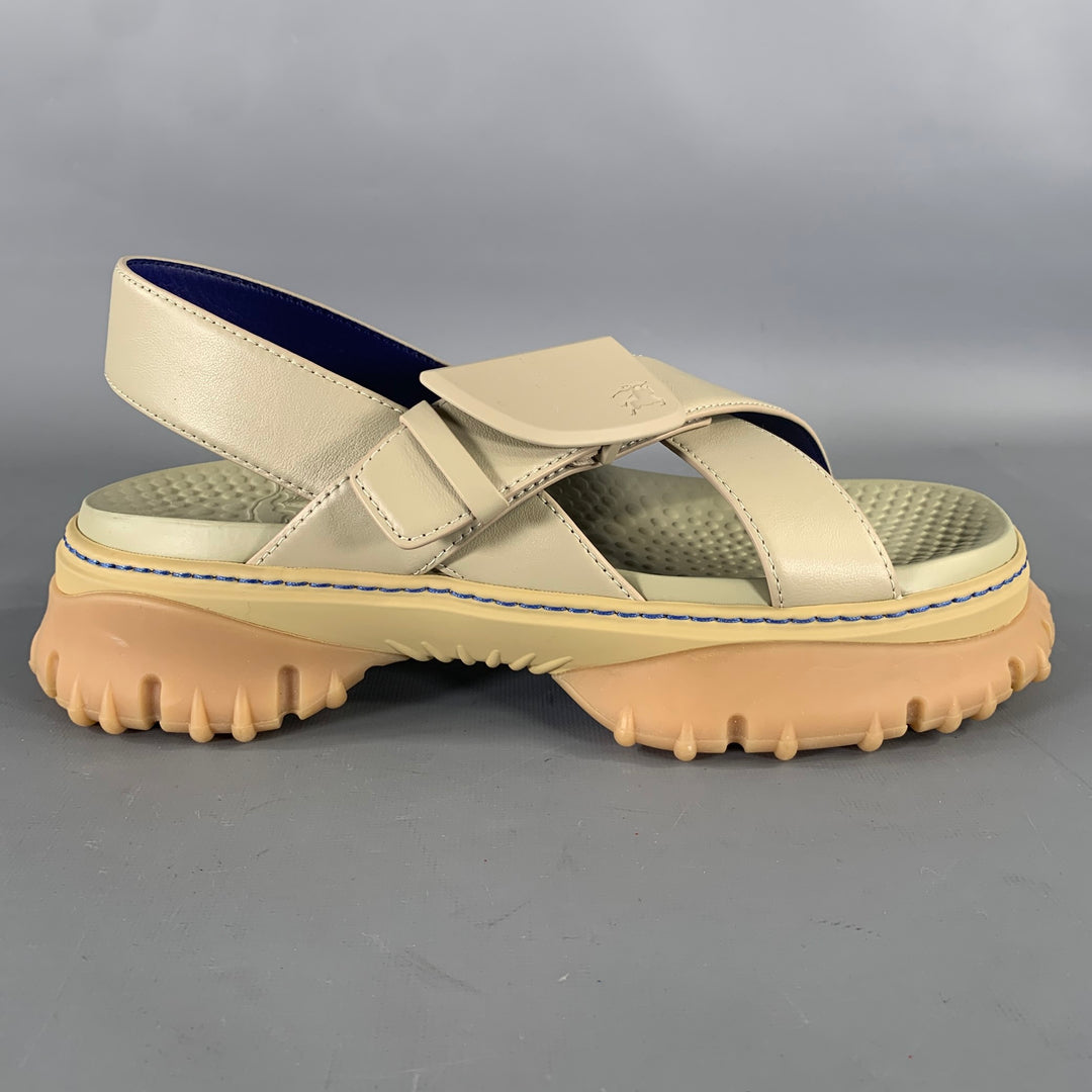 BURBERRY Size 10 Tan Leather Sandals
