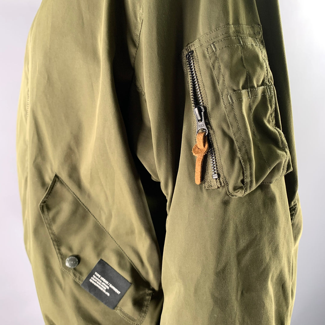 NEIGHBORHOOD Size XL Green Olive MA-1 Polyester Bomber Jacket