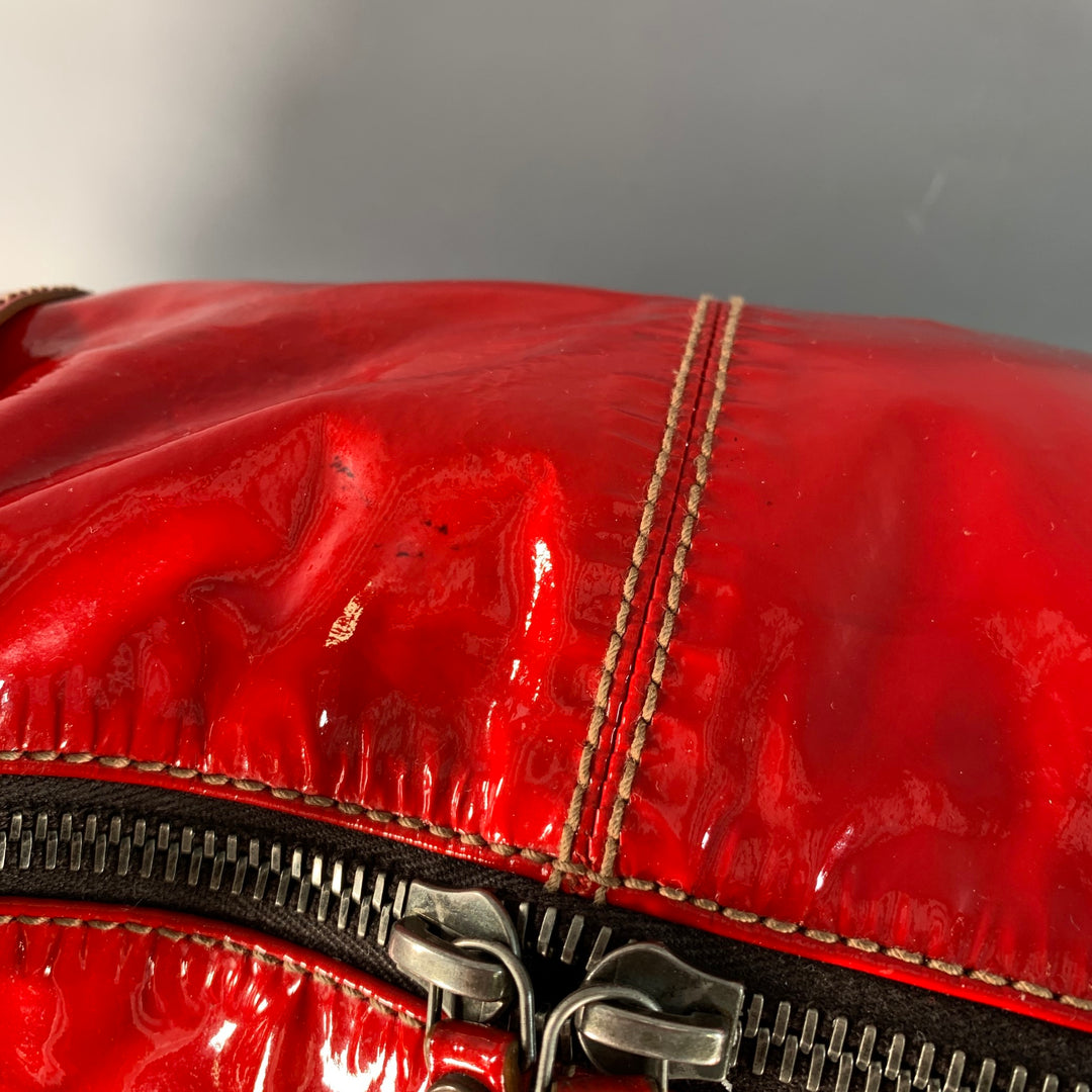 LANVIN Vintage Red Patent Leather Overnight Handbag