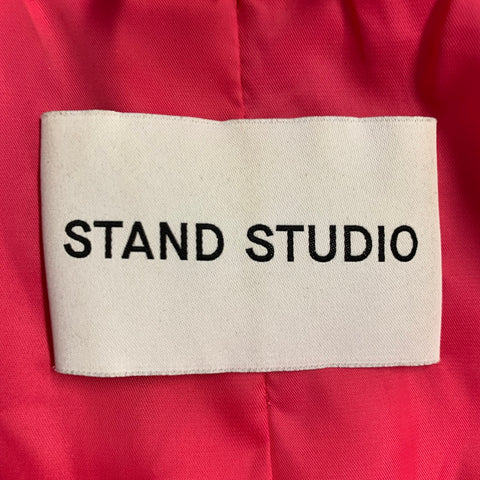 STAND STUDIO Size M Camille Cocoon Pink Polyester Faux Fur Notch Lapel Coat