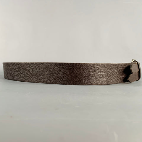 GUCCI Size 40 Brown Silver Leather Belt