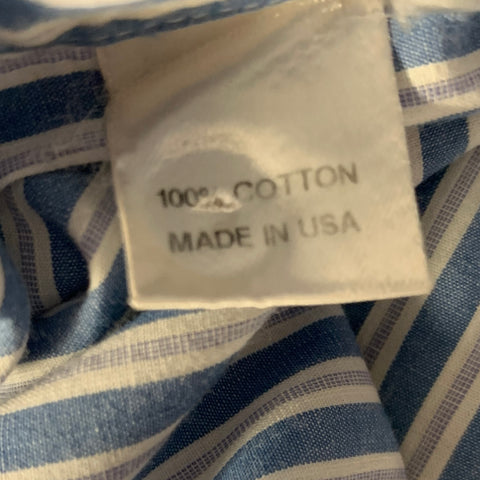 LODEN DAGER Size S Blue White Stripe Cotton Pointed Collar Long Sleeve Shirt
