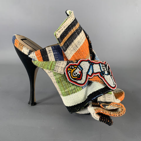 No. 21 Size 7.5 Tan Multi-Color Raso Peep Toe Pumps