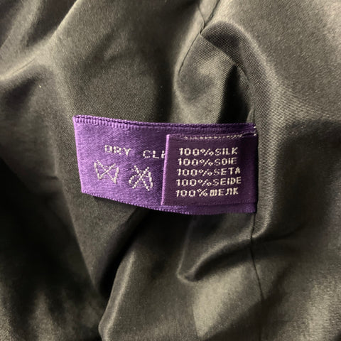 RALPH LAUREN Size L Black Silk Shimmer Double Breasted Rain Coat