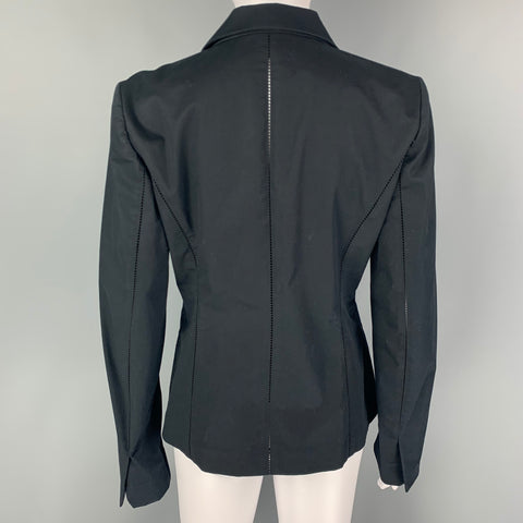 MANTU Talla 6 Chaqueta de un solo botón de mezcla de algodón negro