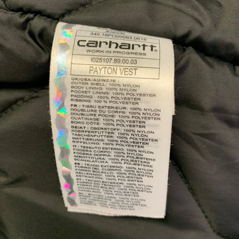 CARHARTT Size XS Black Nylon Zip Up Vest