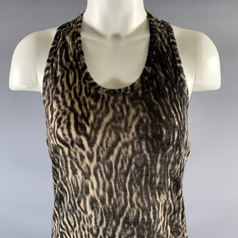 HAIDER ACKERMANN Size S Tan Black Leopard  Print Cotton Blend Tank Top