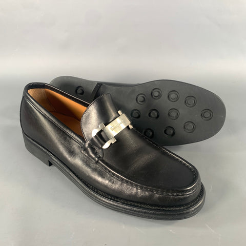 SALVATORE FERRAGAMO Size 9.5 Black Leather Horsebit Loafers