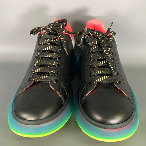ALEXANDER MCQUEEN Size 10 Black Multi-Color Color Block Leather Low Top Sneakers