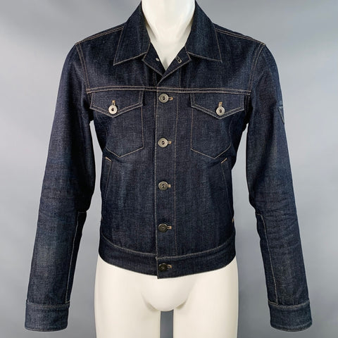 PRADA Size M Blue Indigo Cotton Denim Button Up Trucker Jacket