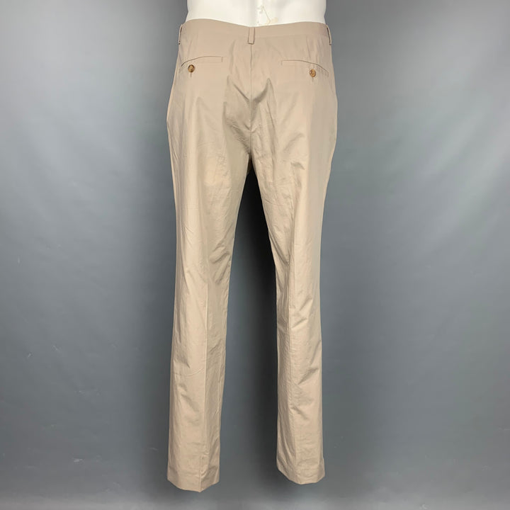 JIL SANDER Size 44 Khaki Cotton Notch Lapel Suit