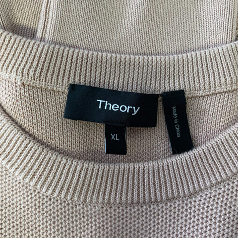 THEORY Size XL Camel Cotton Knit Pullover