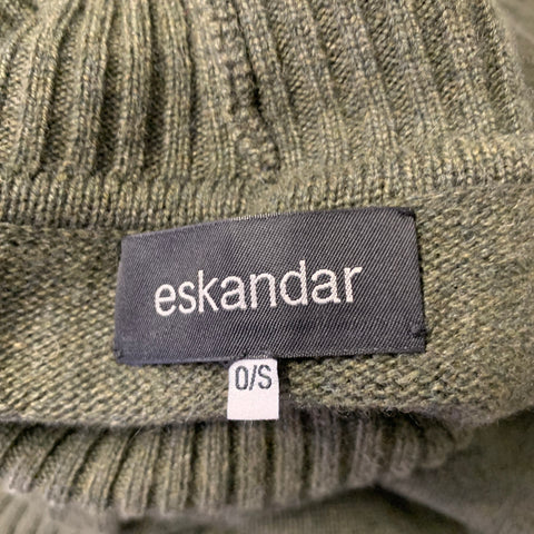 ESKANDAR Size M Green Olive Cashmere Oversized Turtleneck Sweater