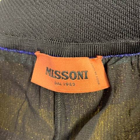 MISSONI Size L Blue Multi Color Knit Stripe Elastic Waistband Casual Pants